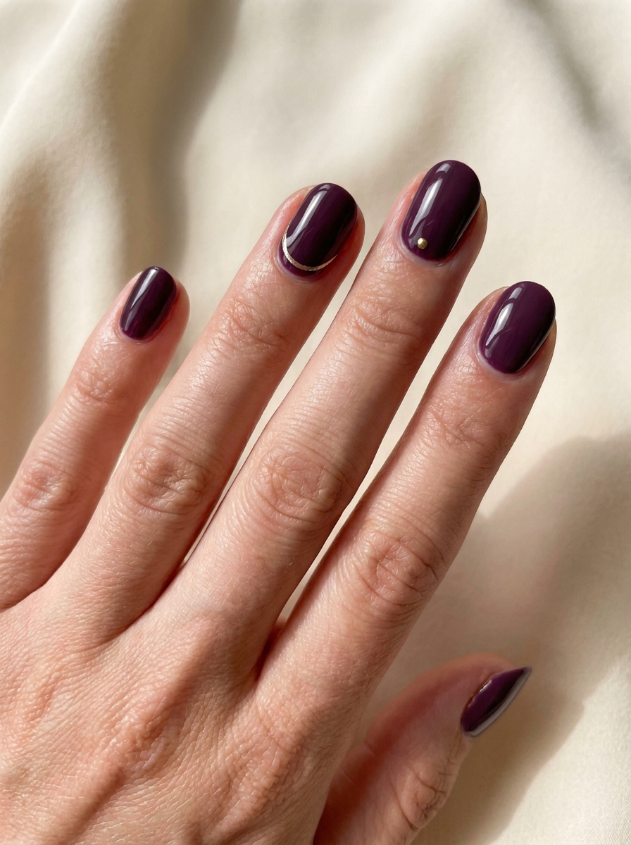 Plum & Gold Micro Details als Lila Nageldesign Ideen Inspiration 2026